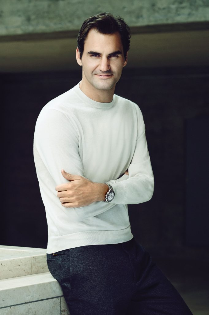 Rolex Testimonee, Roger Federer wears the 2016 steel Daytona with monobloc Cerachrom bezel (image © Rolex/Chris Storrar)