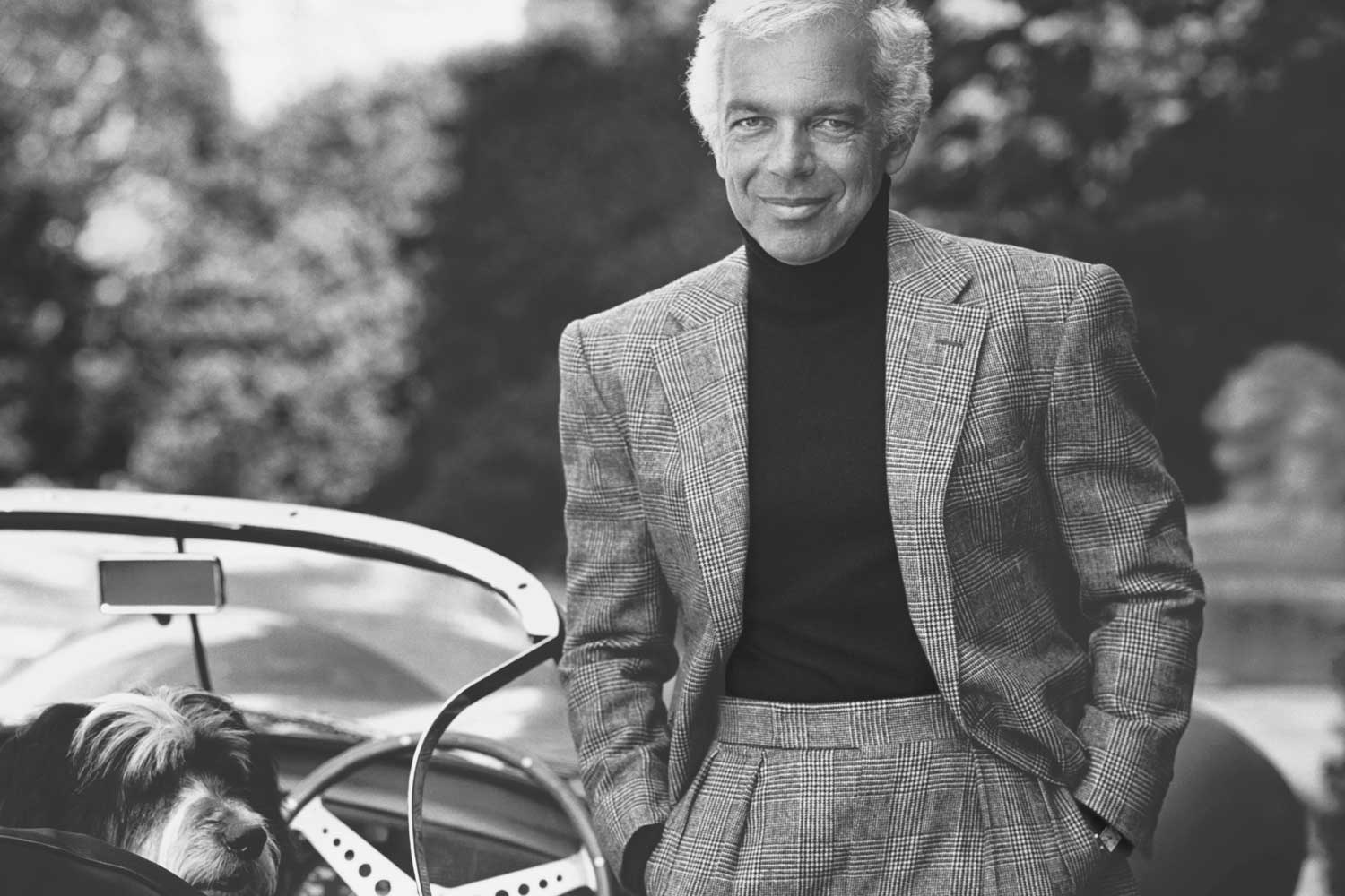 Ralph Lauren at his Bedford, NY estate with his Cartier Tank peeking out from under his jacket sleeve (Image: Bruce Weber, 1998)