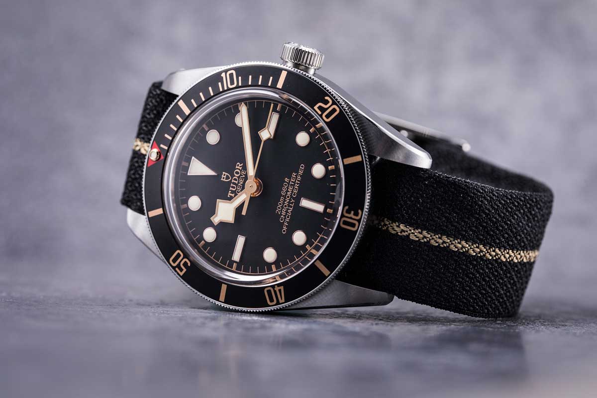 The 39mm Black Bay Fifty-Eight fitted on one of Tudor's excellent fabric straps (© Revolution)