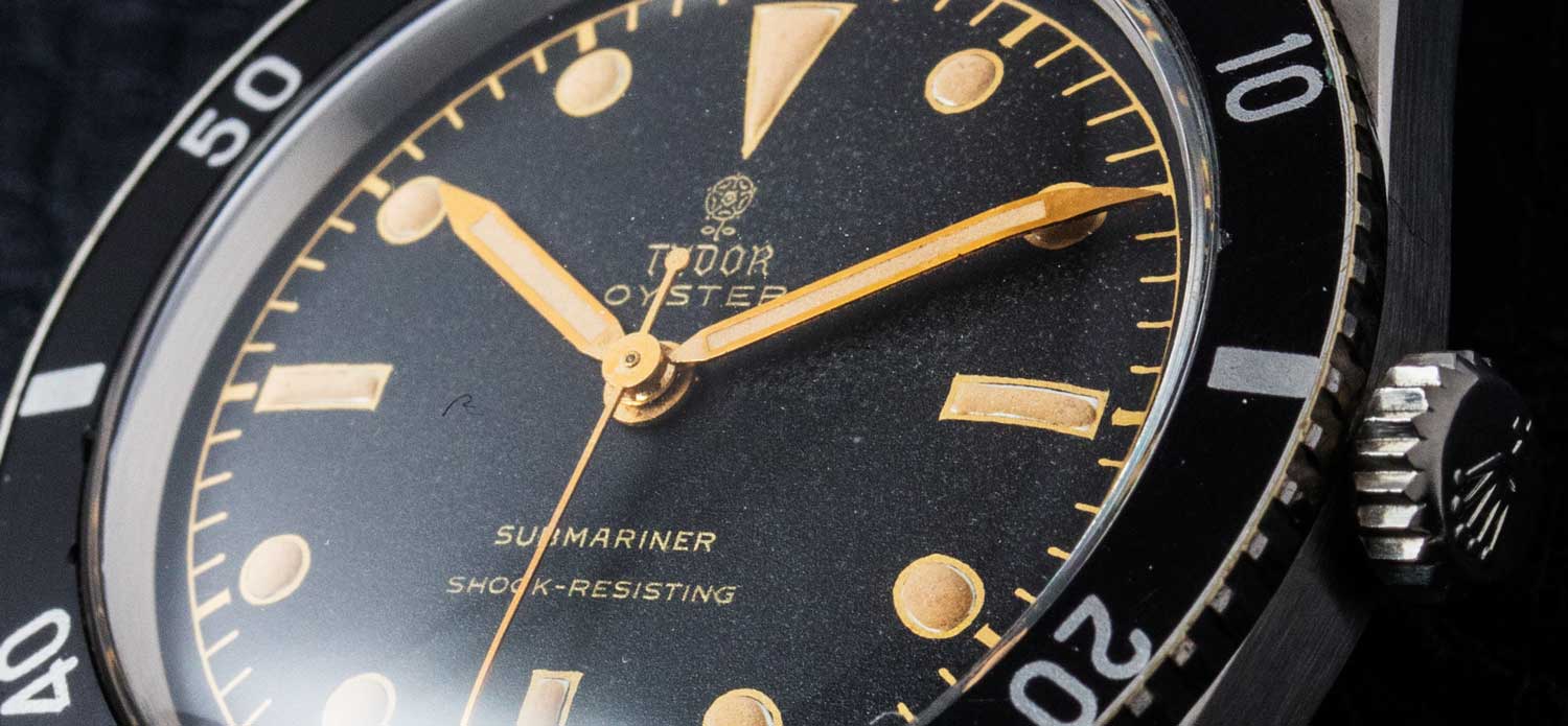 The 1955 Tudor Oyster Submariner ref. 7923 with the unusual pencil hands for both the hour and minutes (© Revolution)