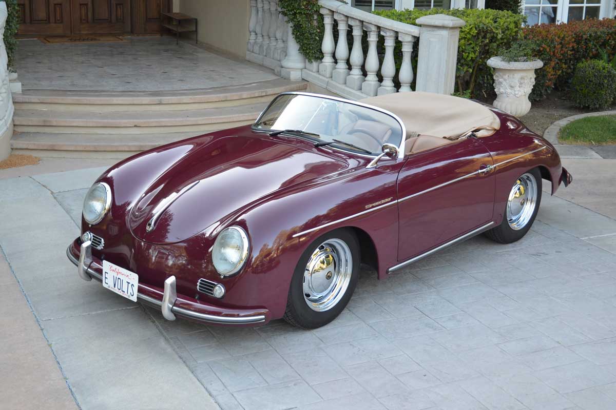 An all electric Beck Speedster, fashioned after the Porsche 356 Speedster