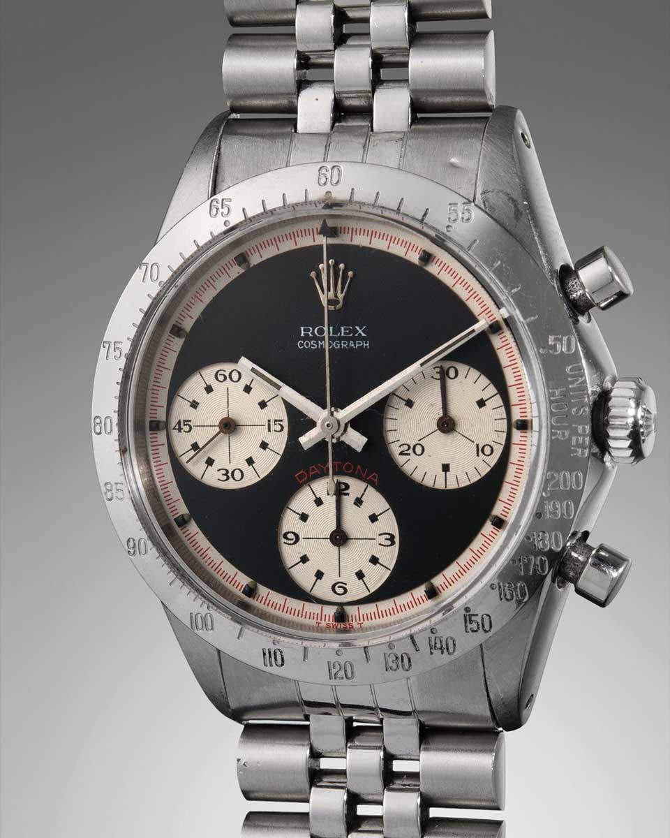 Lot 13: 1967 Rolex “Paul Newman” Daytona ref. 6239 that was awarded to the winner of the Daytona 500, in 1969