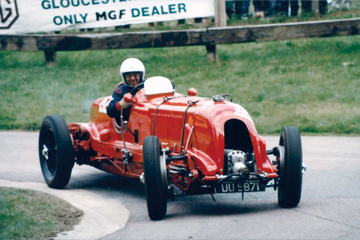 Daniels driving his “blower” Bentley at Prescott Hill