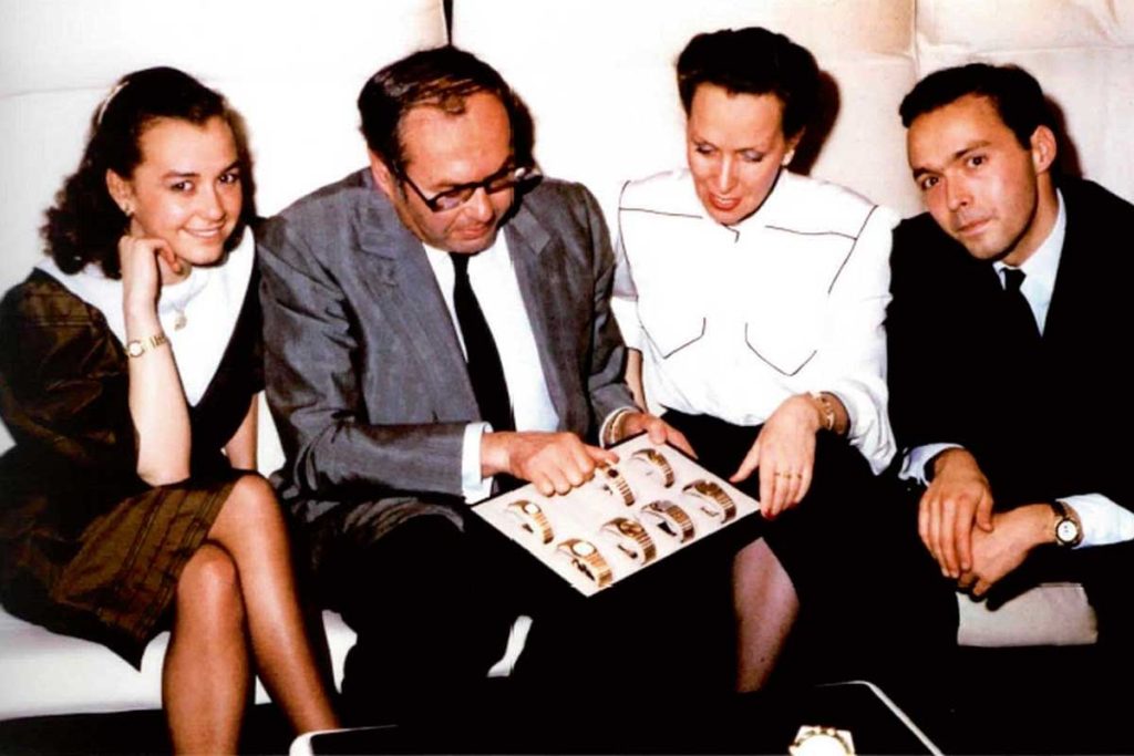 The Scheufele family in 1980 presenting the St Moritz collection