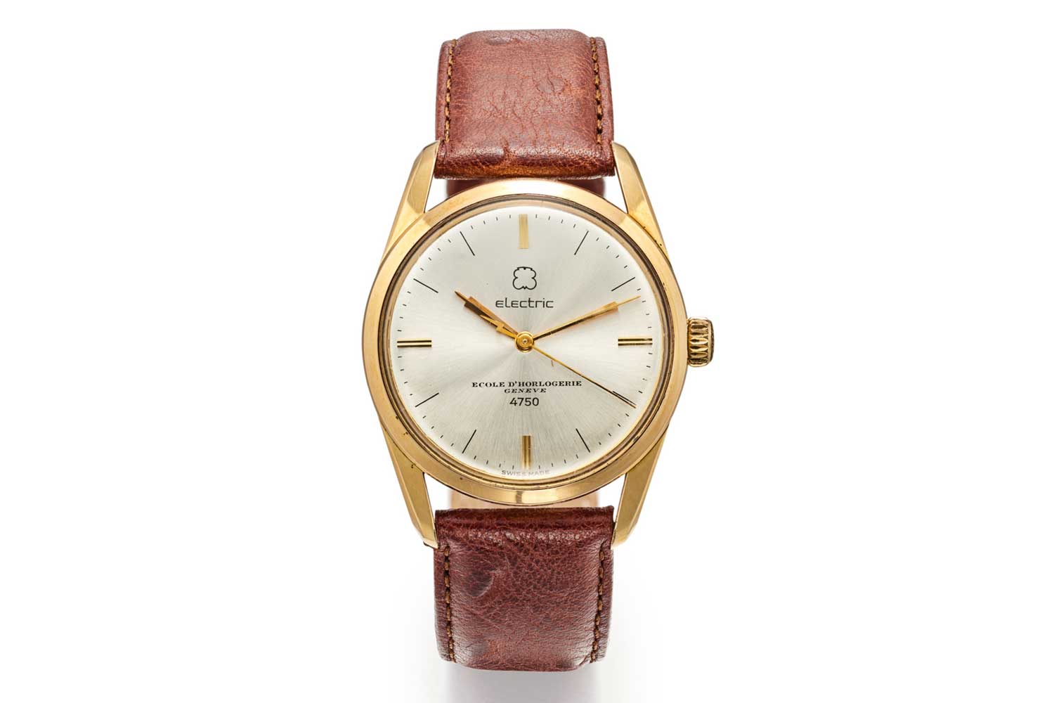 Lot 14: Ecole D'Horlogerie, Geneva Electric Horological School with Centre-seconds; Gold Plated and Stainless Steel