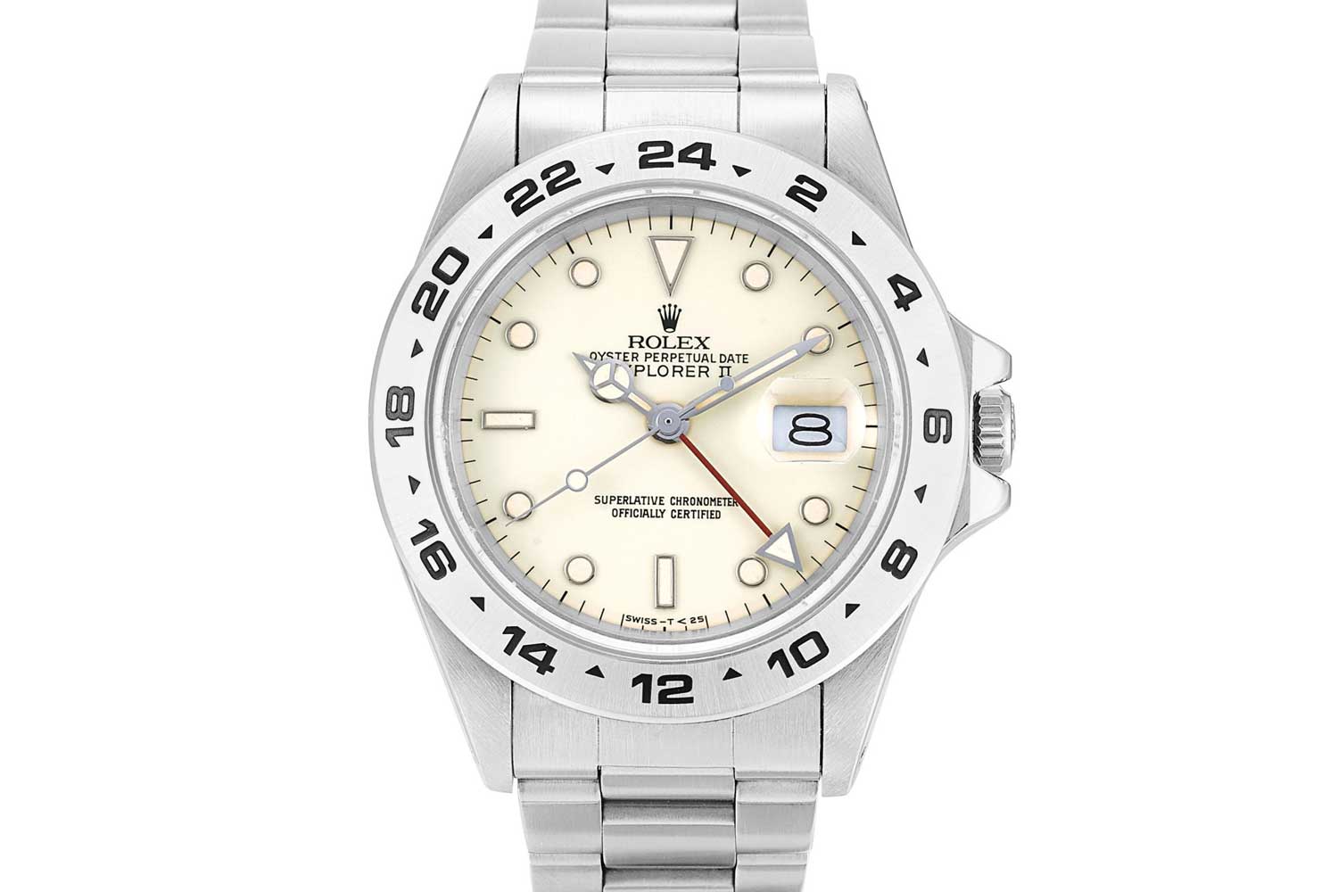 Rolex Explorer II reference 16550 - A stainless steel wristwatch with 24-hour indication and cream rail dial from 1987