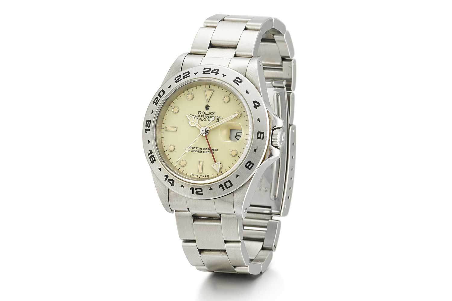 Rolex Explorer 2 reference 16550 - A stainless steel wristwatch with 24 hour indication and cream rail dial from 1987