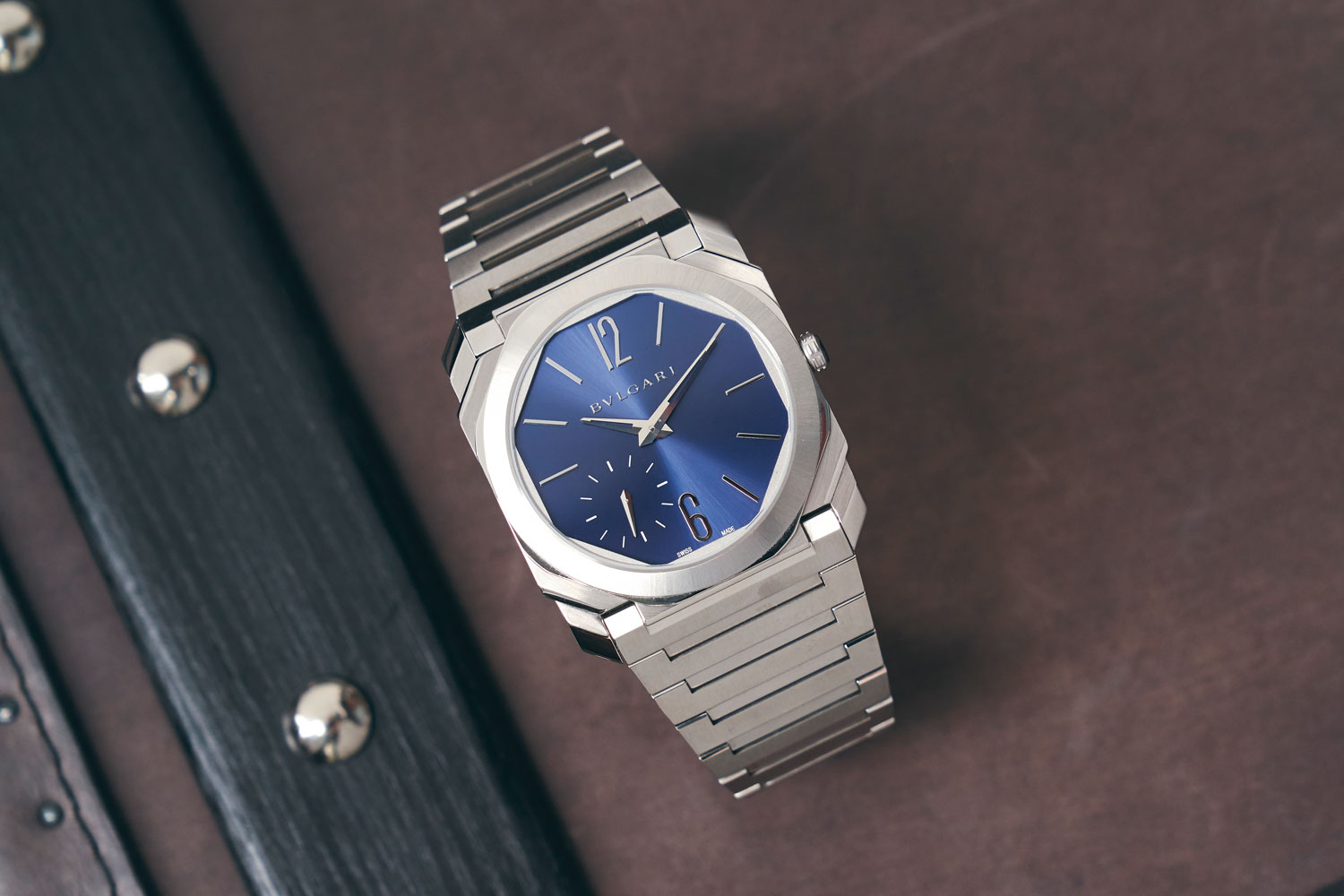 The Octo Finissimo Automatic in satin polished steel with blue dial (Image © Revolution)