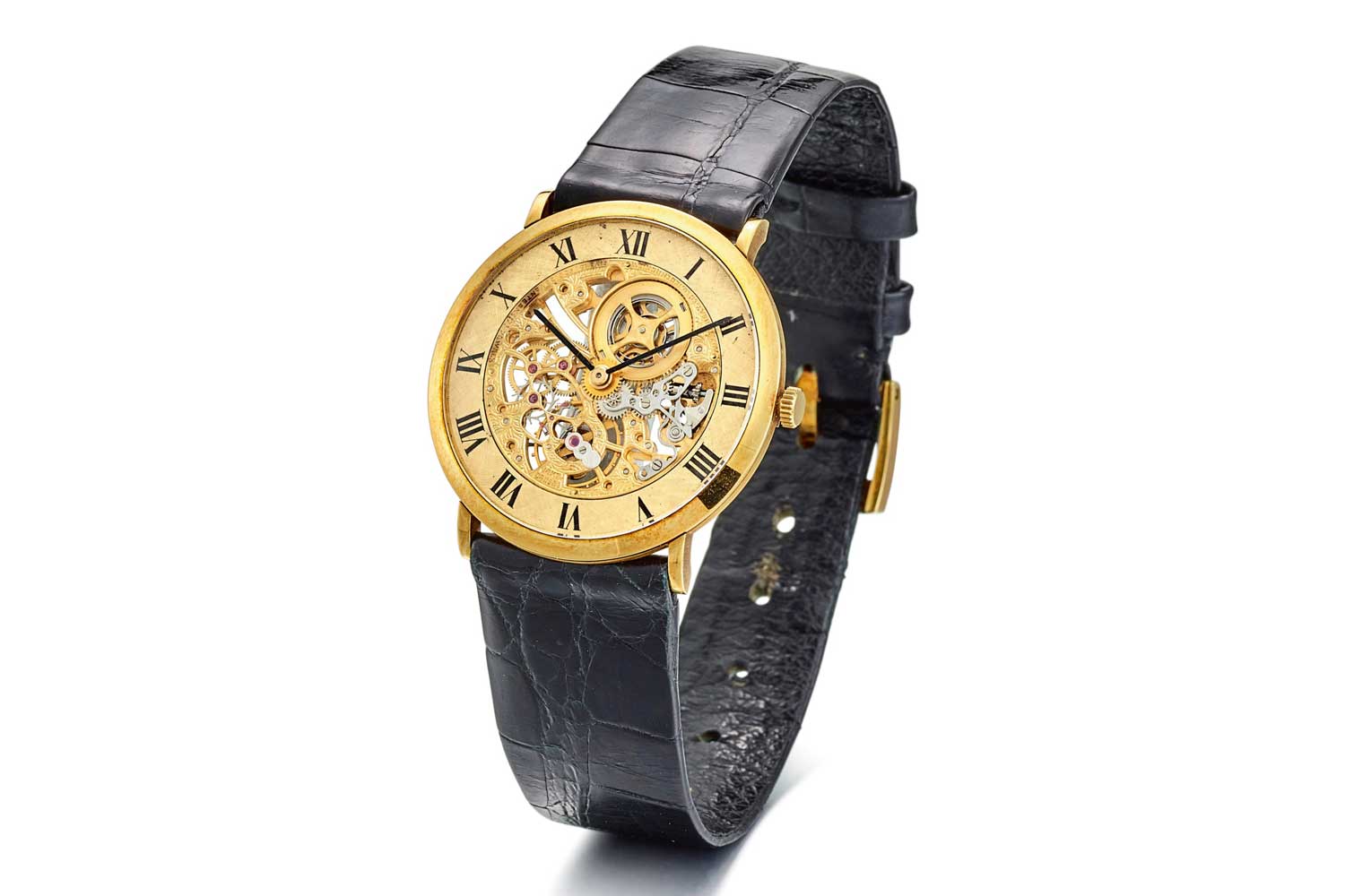 Audemars Piguet - An ultra-thin yellow gold skeletonised wristwatch from 1980