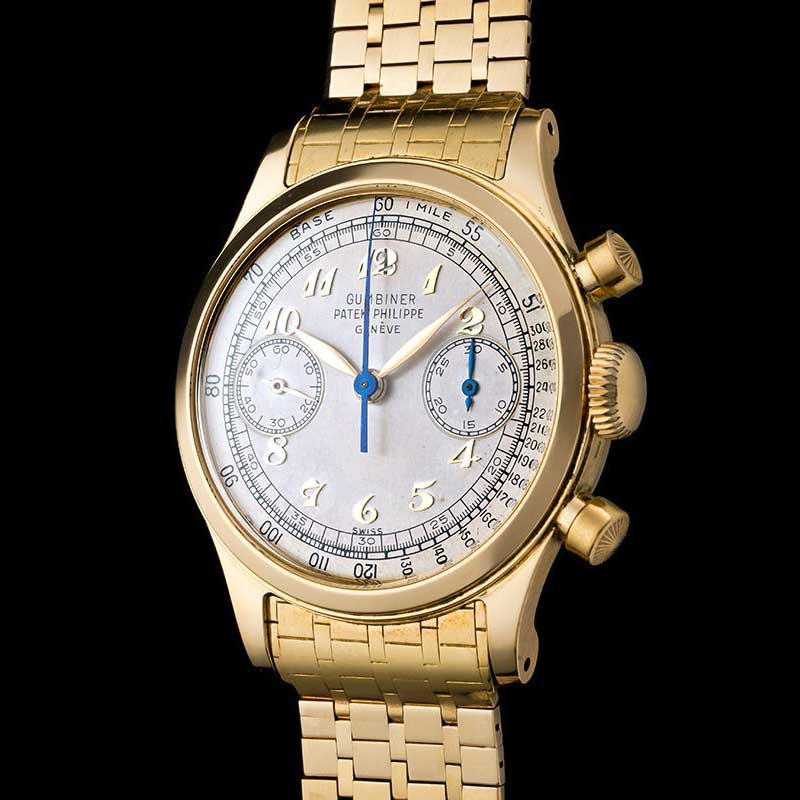 Patek Philippe Chronograph ref. 1463 with Breguet numerals in yellow gold (Image: Onlyvintage)