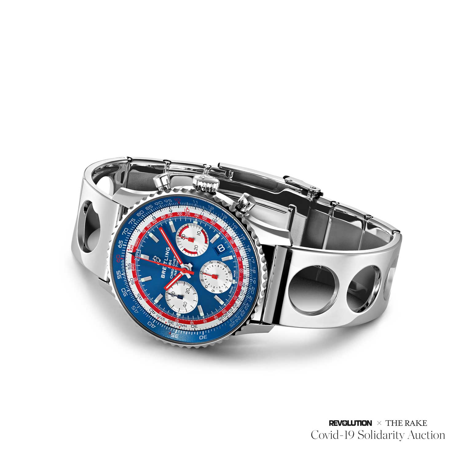 CEO Georges Kern’s personal Navitimer B01 Pan Am limited-edition on an Air Racer bracelet with video message for winner