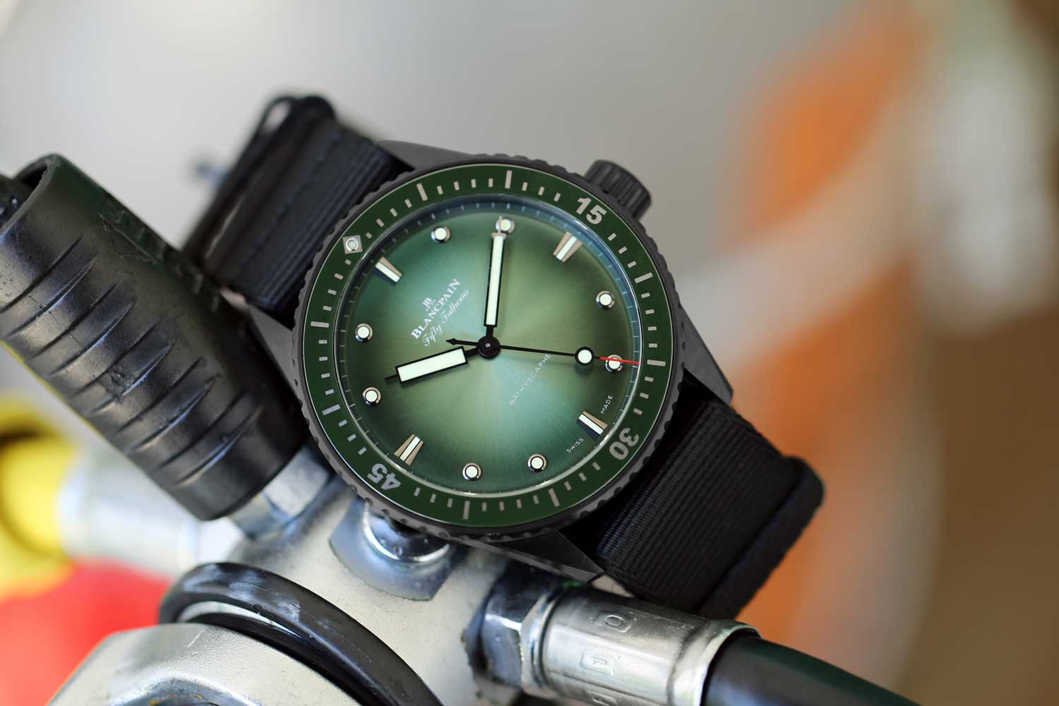 The Bathyscaphe Mokarran Limited Edition with the extraordinarily good-looking green dial, limited to 50 pieces
