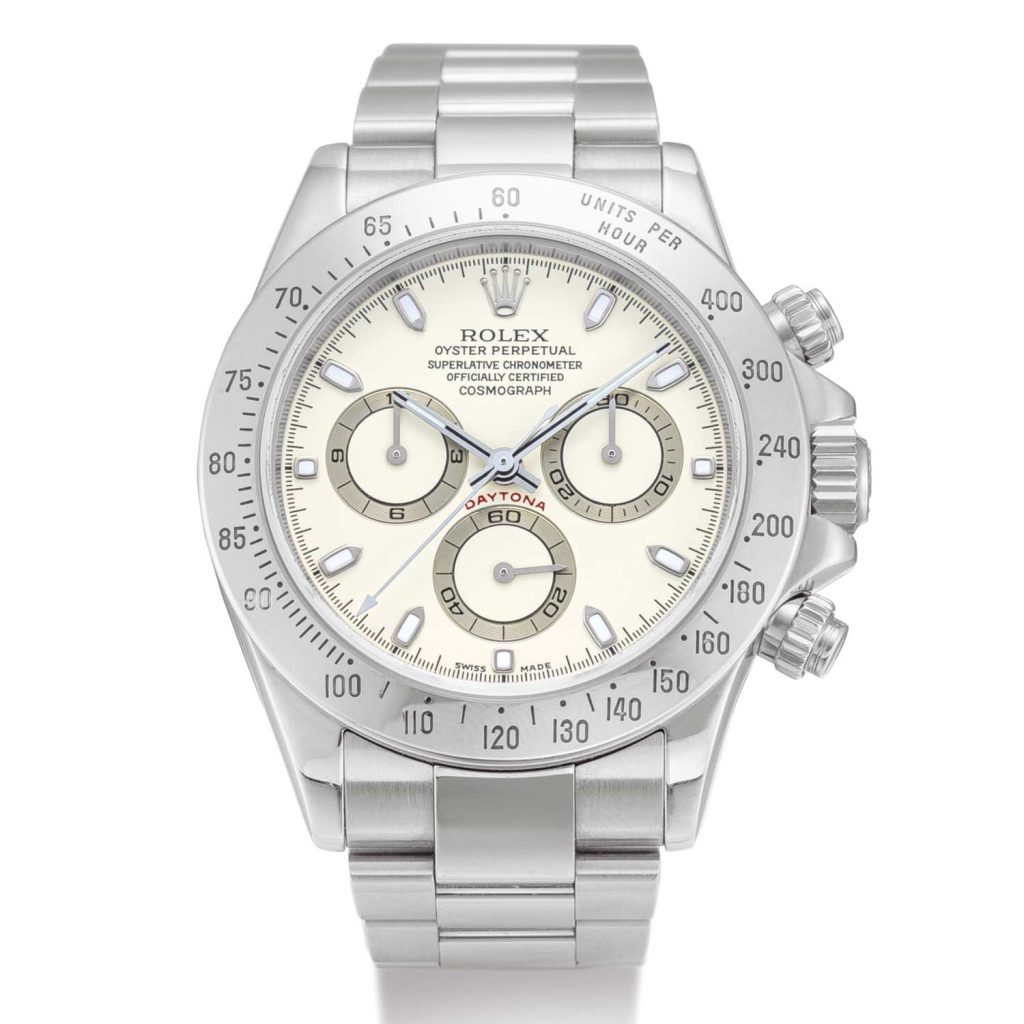 Rolex Cosmograph Daytona, Reference 116520 A Stainless Steel Chronograph Wristwatch With Cream Dial And Bracelet, Circa 2000