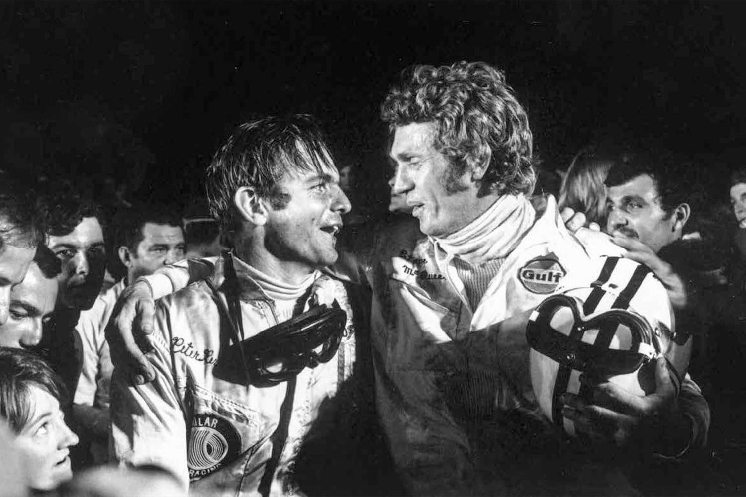 Steve McQueen with with teammate Peter Revson at the 1970 12 Hours of Sebring, where the duo finished second overall