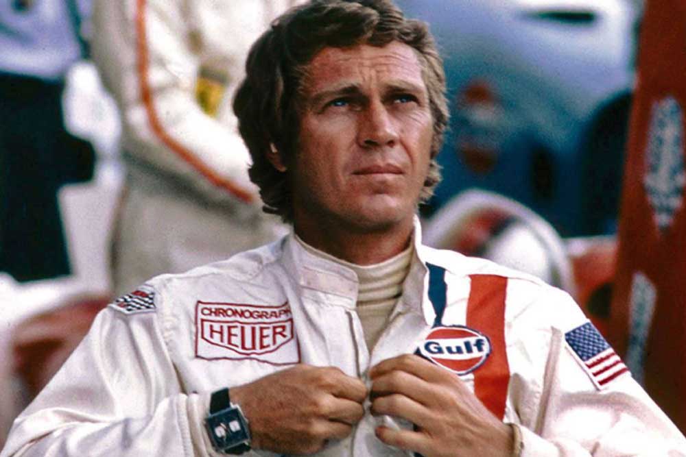 Steve McQueen wearing the Heuer Monaco in a scene from Le Mans (1971)