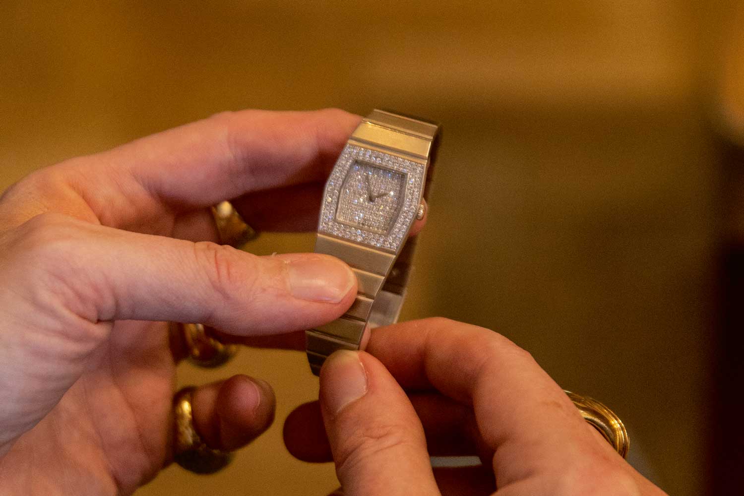 Smaller versions were made for women as well, like this Queen Midas with paved diamond dial and bezel (©Revolution)