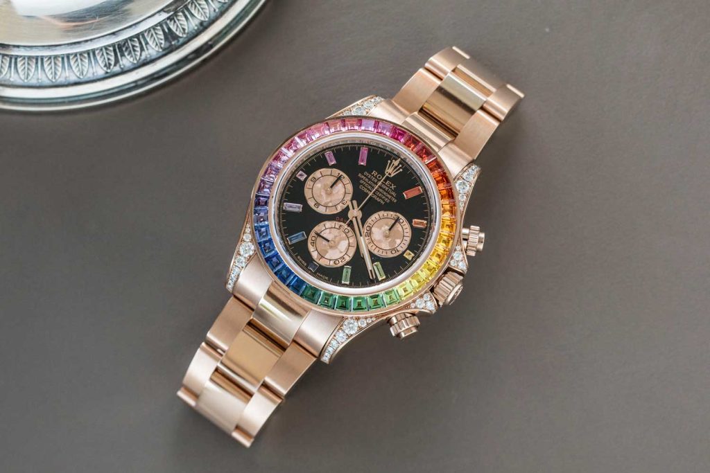 The Rolex Daytona ref. 116595 RBOW with the black dial and Everose case (©Revolution)