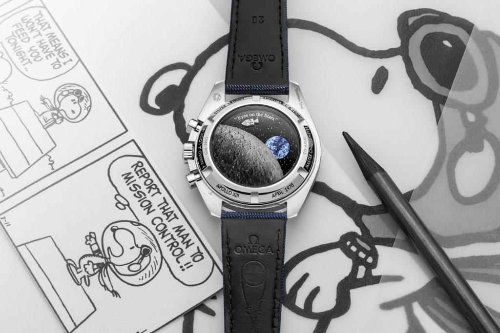An amazing animation on the caseback of the 2020 Speedmaster “Silver Snoopy Award” 50th Anniversary