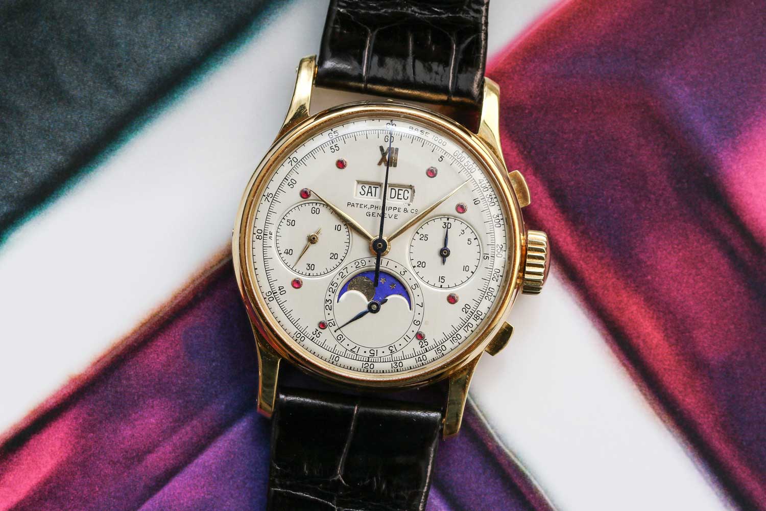 Christie’s in Hong Kong is offering an extraordinary Patek Philippe ref. 1518 with Charles Stern’s unique and historically important ruby dial. (©Revolution)