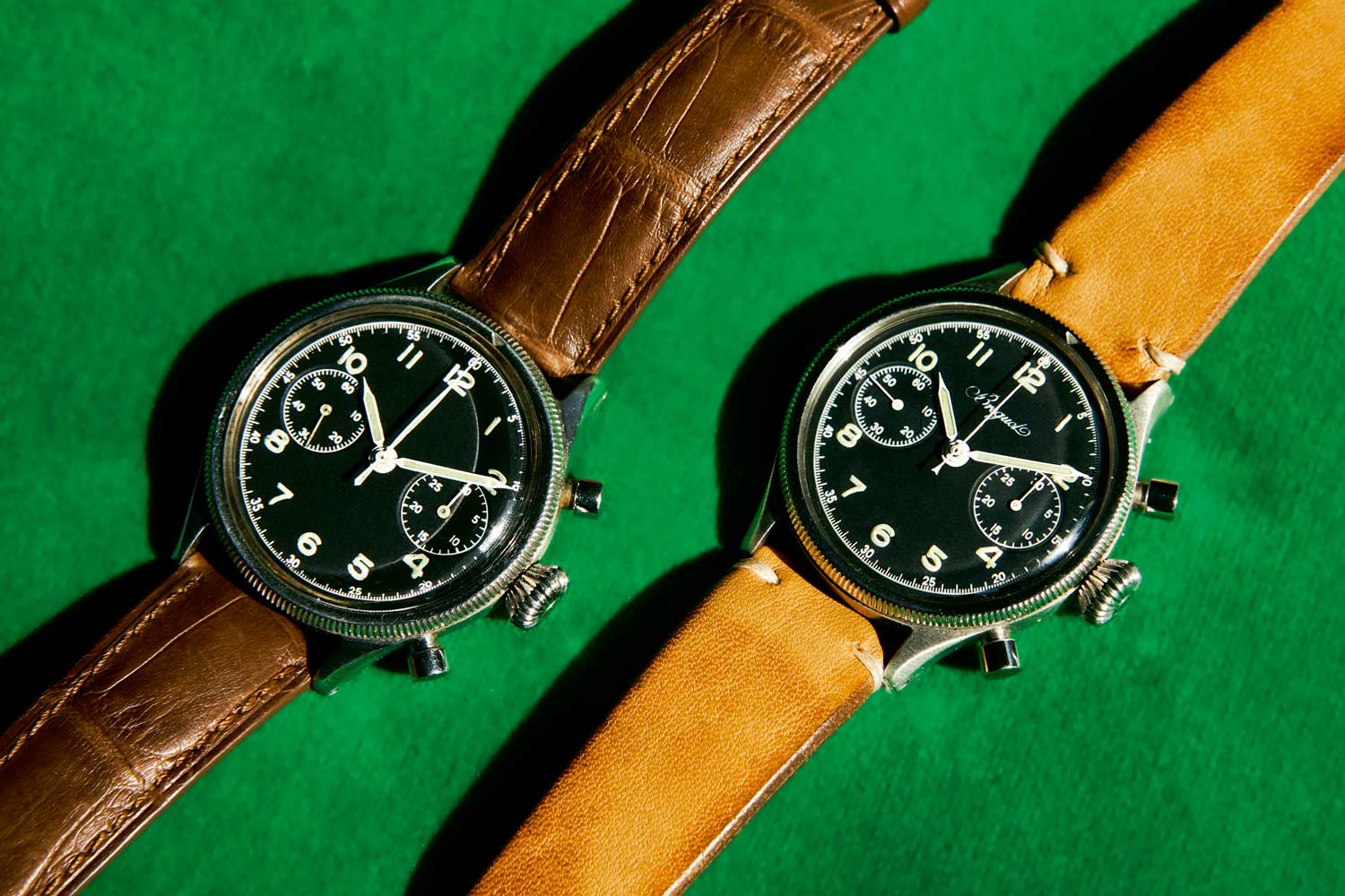 Extraordinary examples of first military versions of the Breguet Type 20 with a signed dial and without.