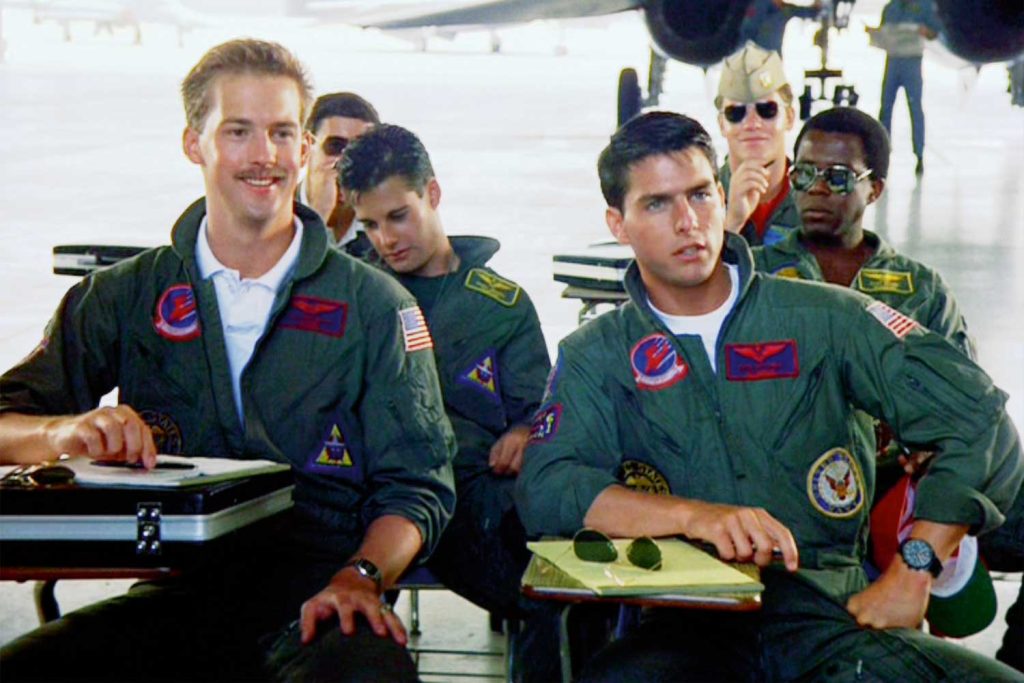 Tom Cruise starred as Naval Aviator Lieutenant Pete “Maverick” Mitchell wearing the black Porsche Design Orfina Chronograph in the film “Top Gun” (Image: Getty Images)