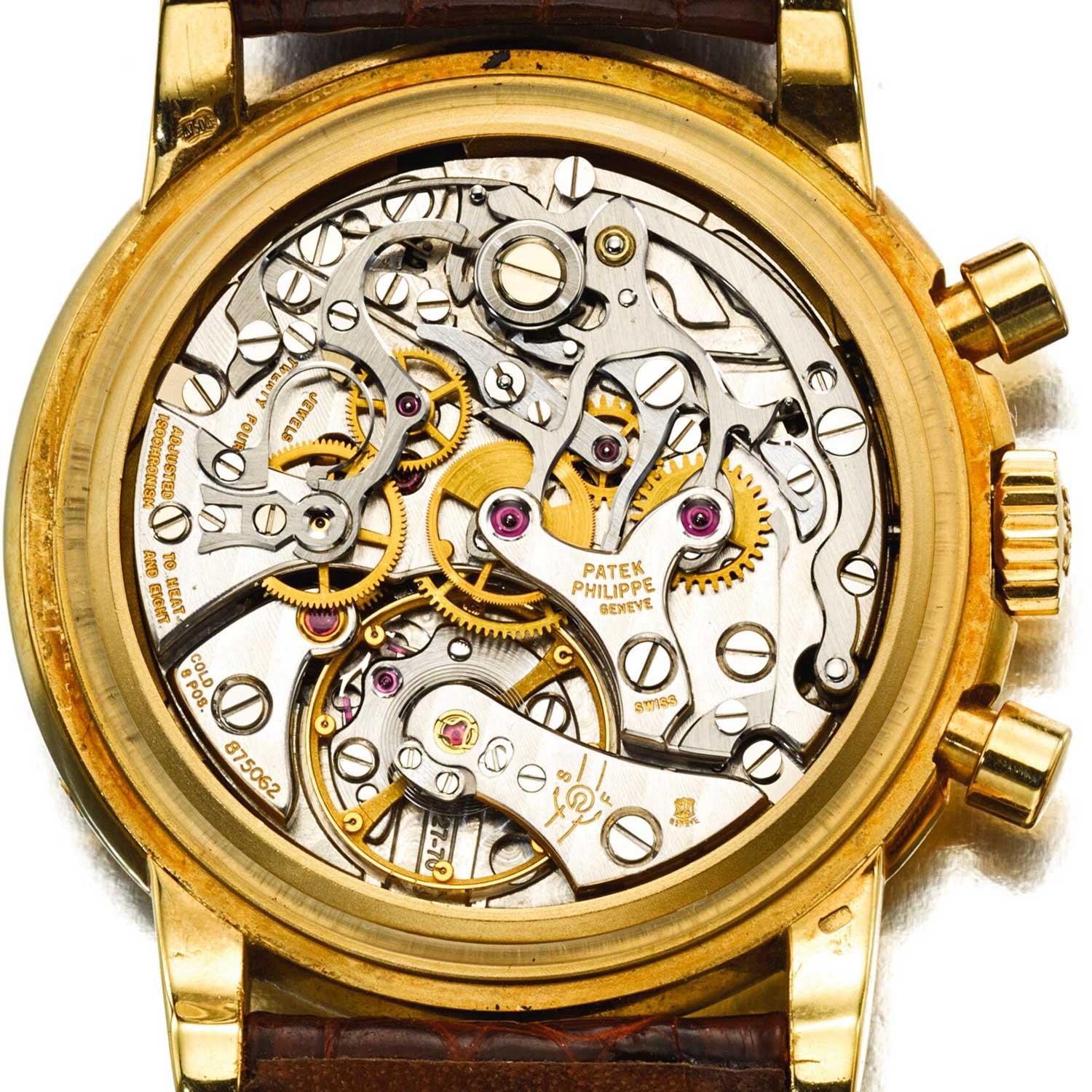 Patek's take on the Lemania 2310 movement in the ref. 3970, renamed the Cal. CH 27-70 Q was introduced in 1985 (Image: sothebys.com)
