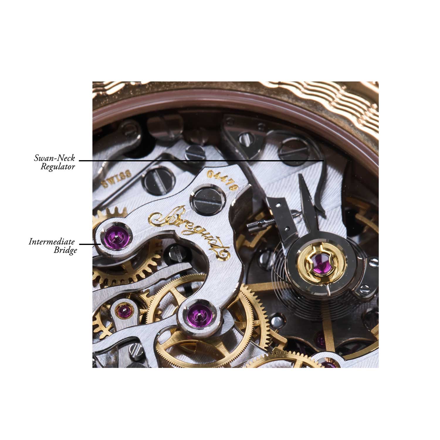 The Breguet Calibre 533,3 has a frequency of 21,600vph (3Hz), sports a swan neck regulator and its intermediate bridge is a mix of a U and Y (©Revolution)