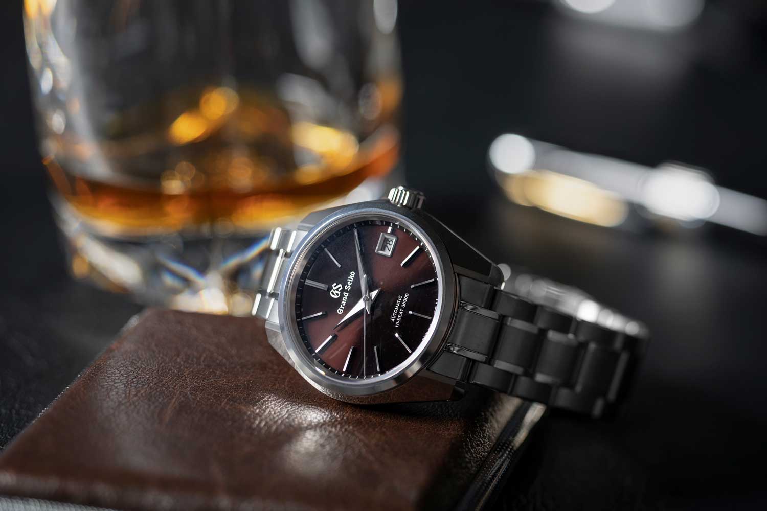 The Grand Seiko Hi-Beat SBGH245G with a sunray finish dial that creates an almost constant lightshow on the wrist when outdoors and is a hue that is mid-way between brown and burgundy (©Revolution)
