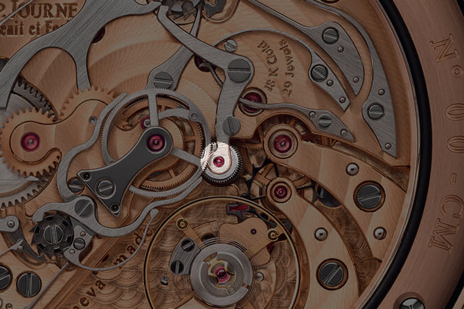 The oscillating pinion connects the fourth wheel of the movement to the chronograph seconds wheel in the middle.