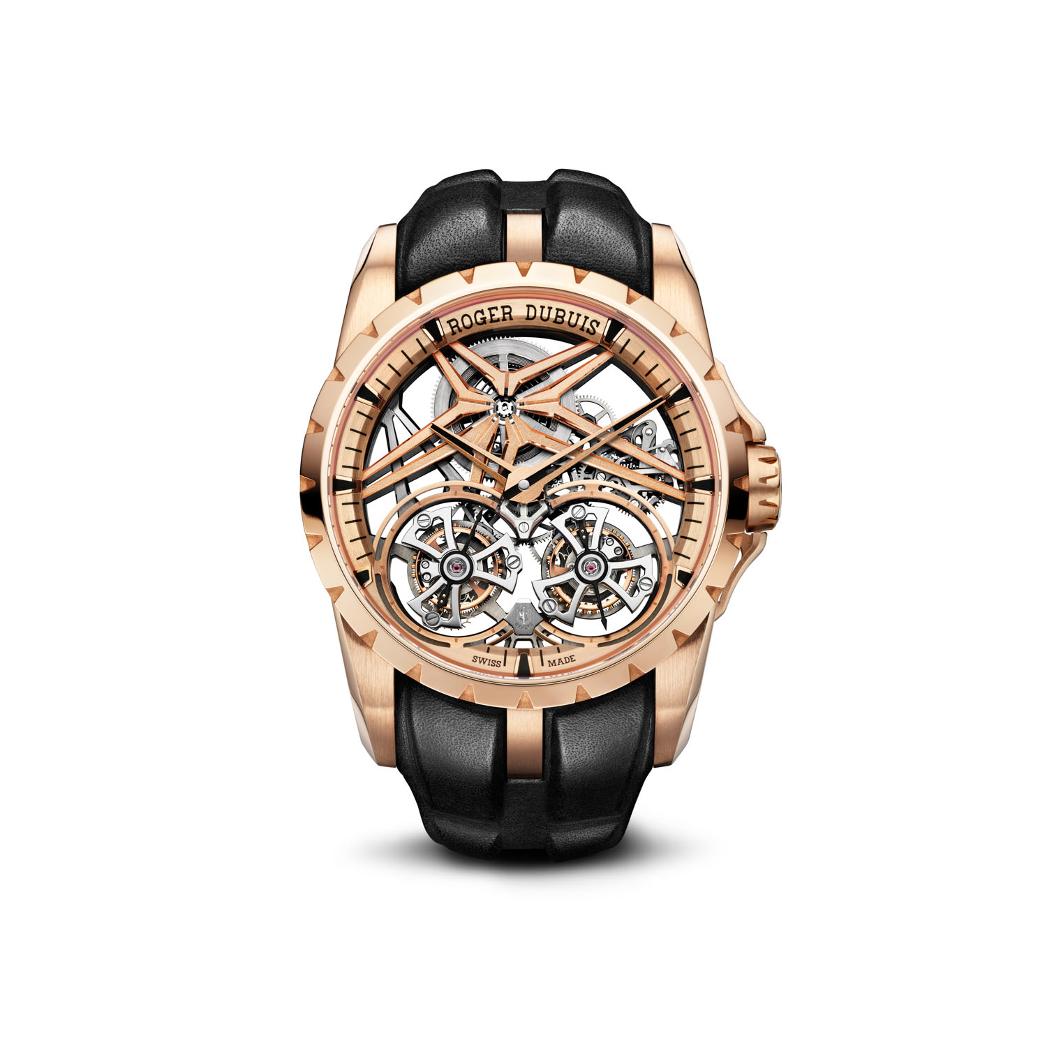 The 2021 Excalibur Double Flying Tourbillon ref. RDDBEX0920 in a 45mm pink gold case (Limited edition of 8 pieces)