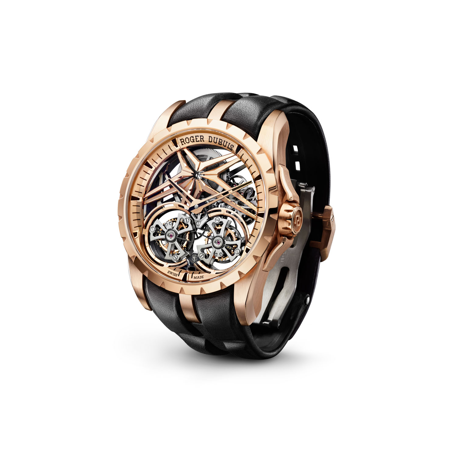 The 2021 Excalibur Double Flying Tourbillon ref. RDDBEX0920 in a 45mm pink gold case (Limited edition of 8 pieces)