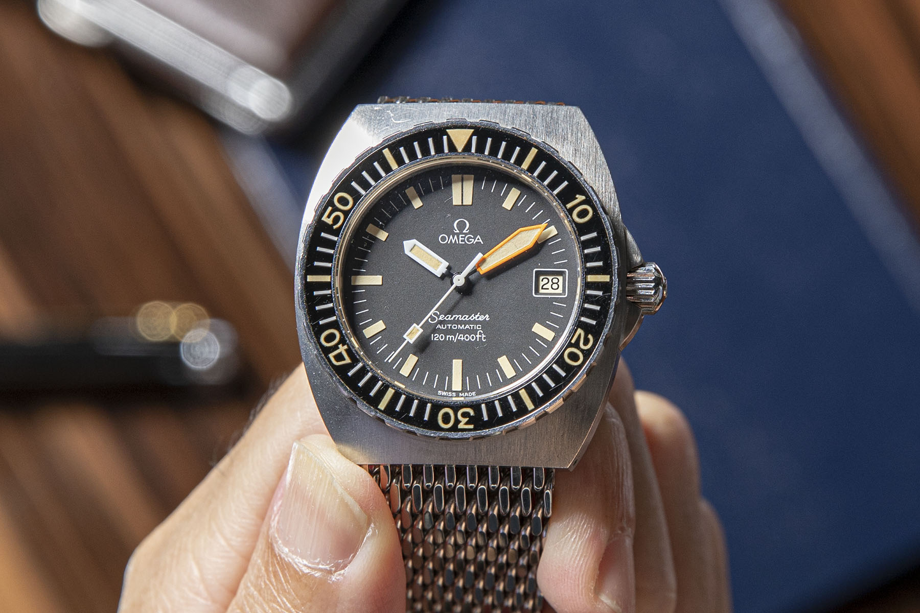 40mm Omega Seamaster 120 'Baby Proplof' with Orange Minute Hand ref. ST 166.0250, Circa mid-1970s (©Revolution)