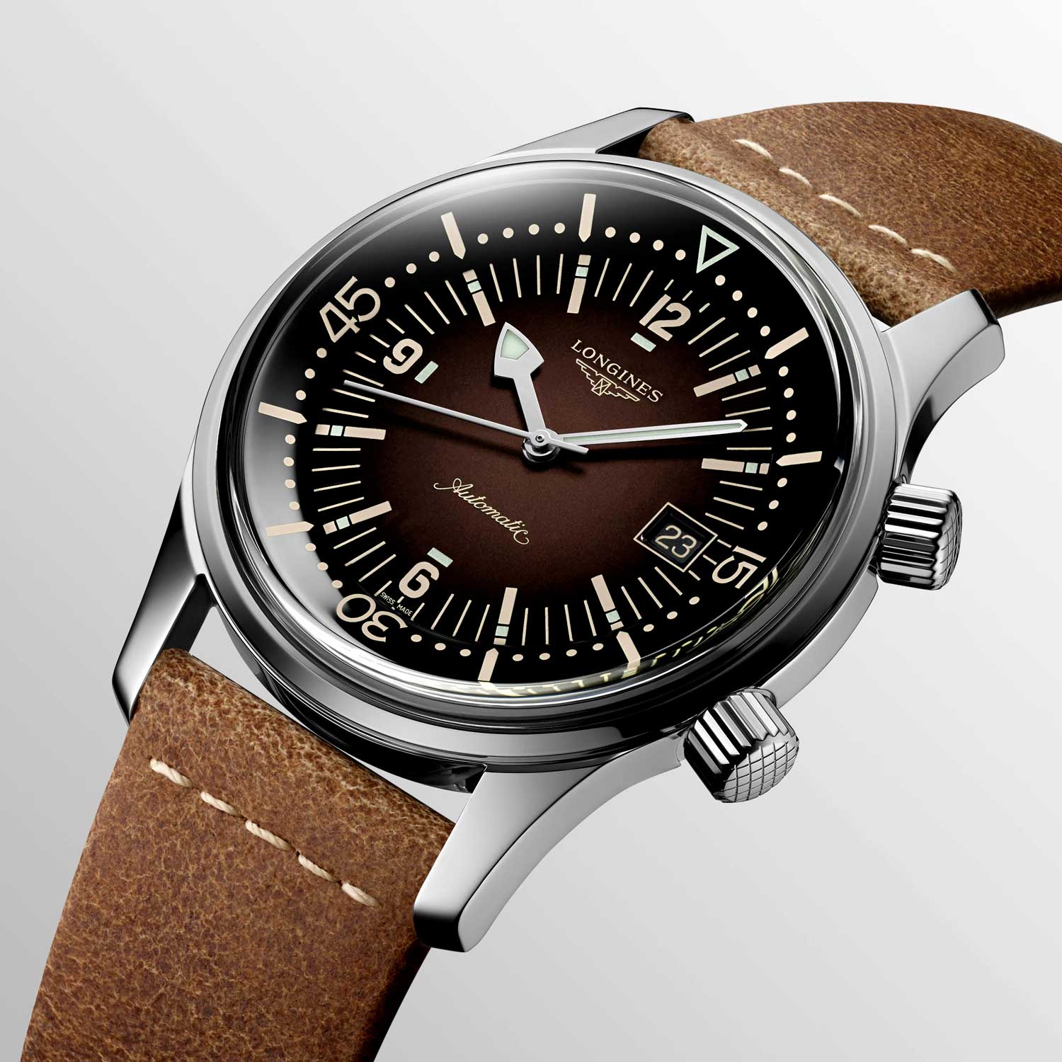 One of the first divers’ watches designed by Longines, the Legend Diver is now available in blue or brown variations