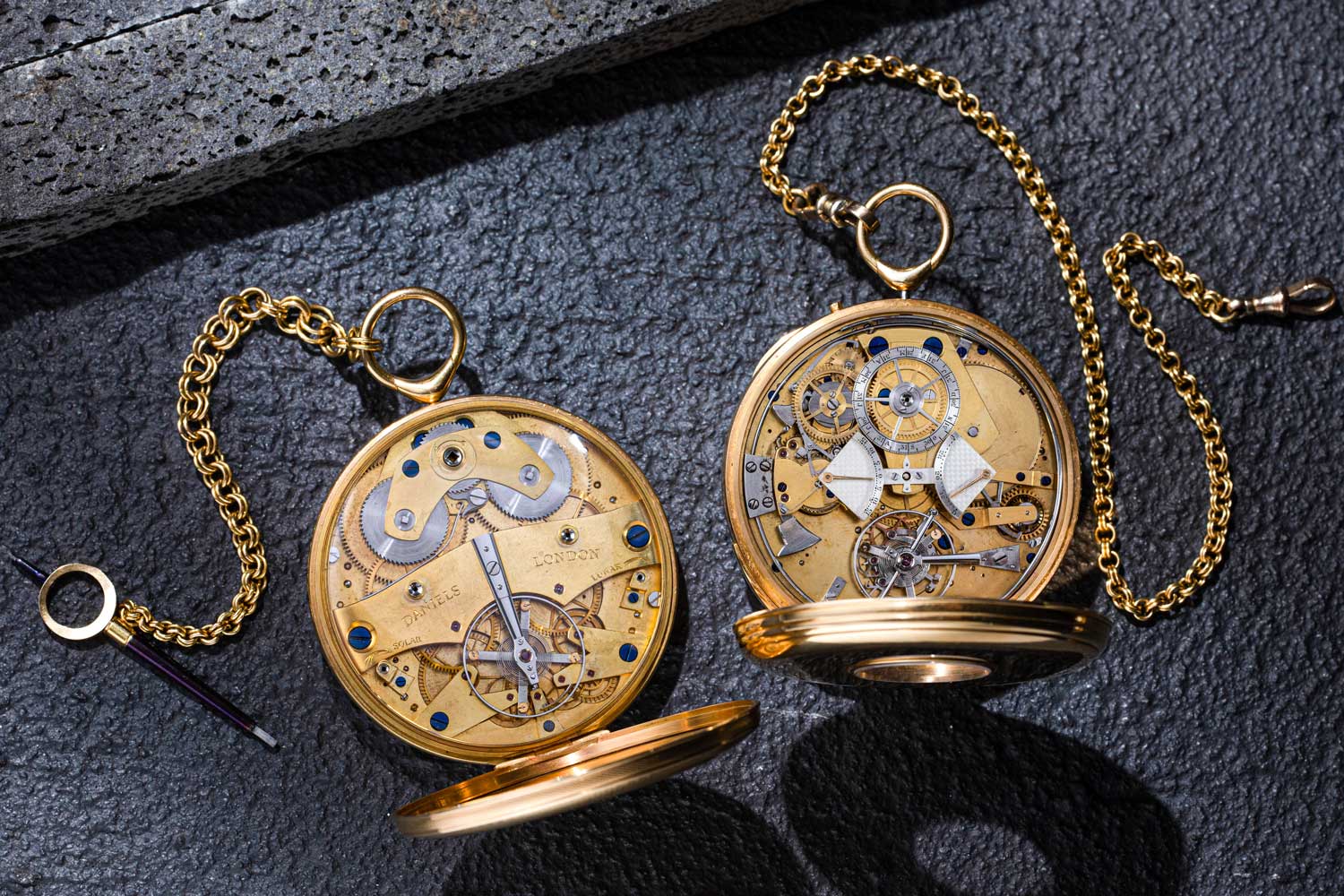 Casebacks of the George Daniels Space Traveller (1982) and Grand Complication (1987) (Image: The Hour Glass)