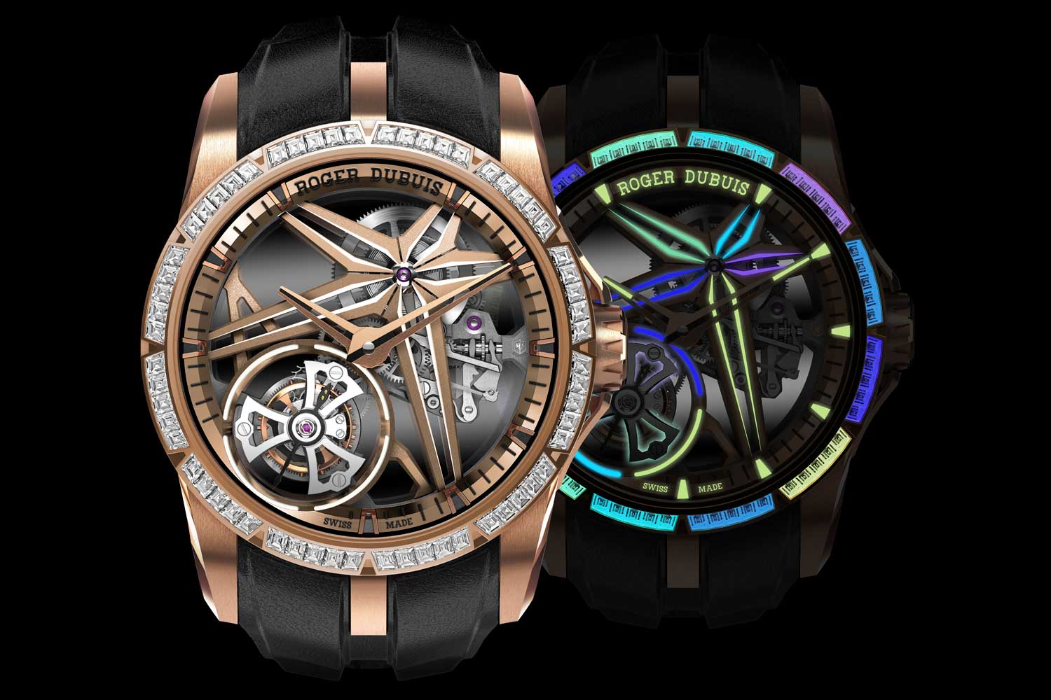 Limited to just eight pieces, the Excalibur Glow Me Up! is a stunning new single flying tourbillon with a bezel set with 60 baguette-cut diamond