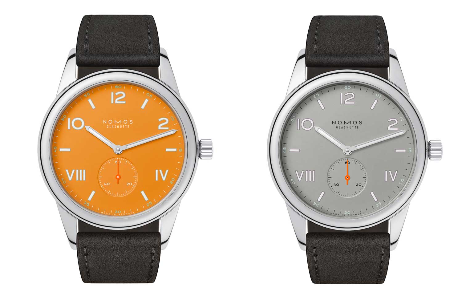 The Nomos Club family has got four new additions this year, two in 38mm and two in 36mm, fabulously named 'Absolute Gray' and 'Orange Future' colours.
