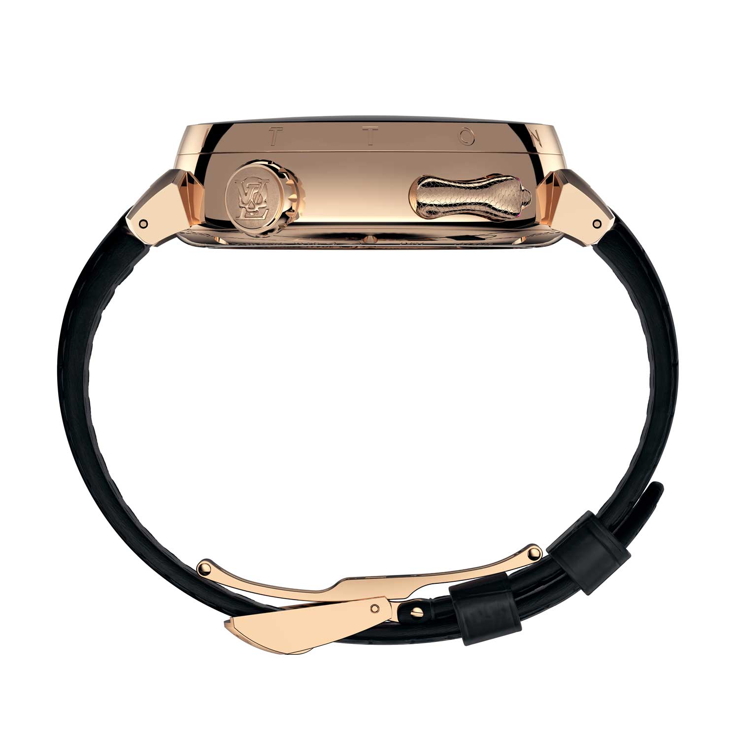 The 18-karat rose gold case measures 46.8mm and is 14.42mm thick