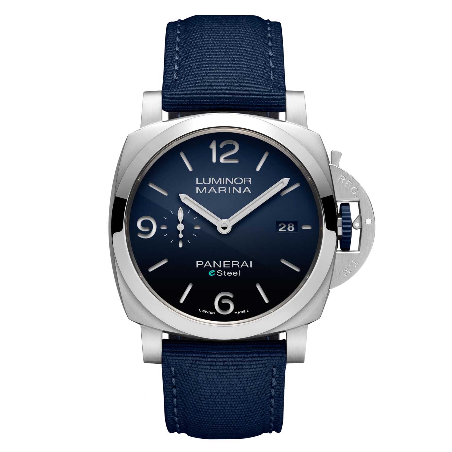 The watch is available in three colors: blue, gray and green — the last being reserved for Panerai’s boutiques and ecommerce.