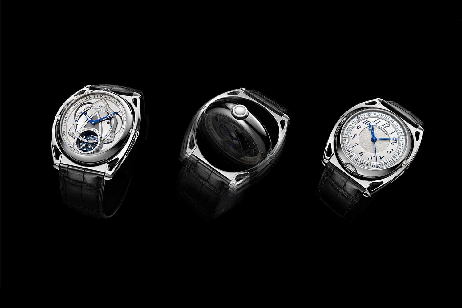 De Bethune introduced the two-sided De Bethune DB Kind of Two Tourbillon earlier this year. The watch transforms between it's two faces along an axis on the articulating lugs of the timepiece