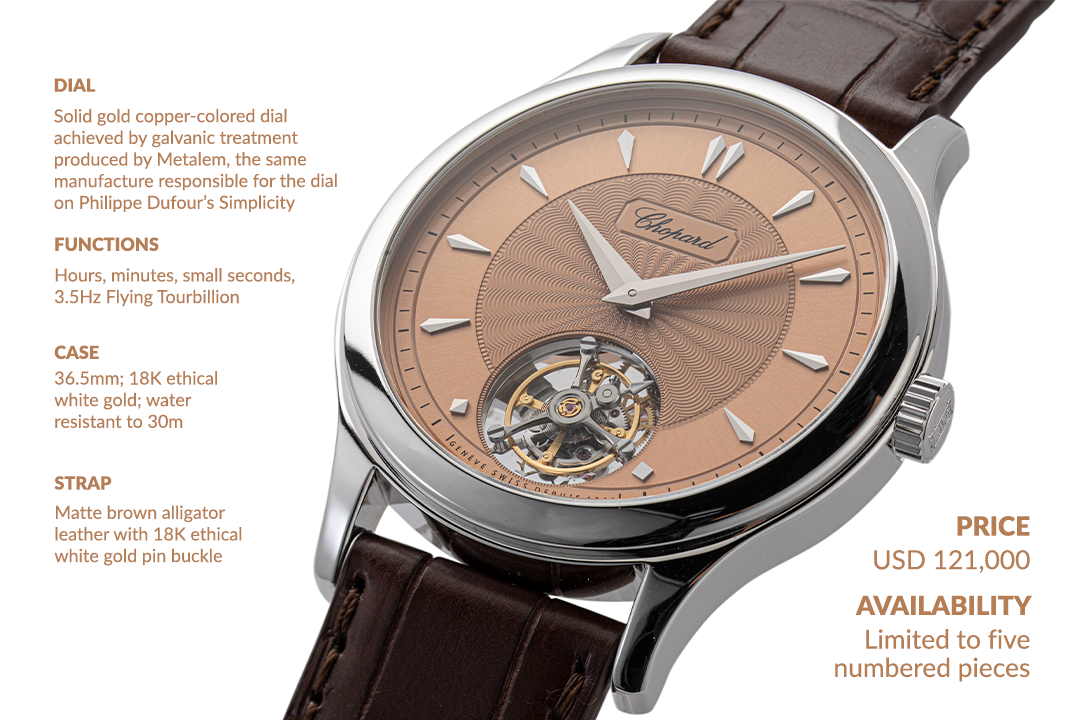 The 36.5 mm in diameter and 8.2 mm in height, Chopard L.U.C 1860 Flying T, Special Revolution (©Revolution)