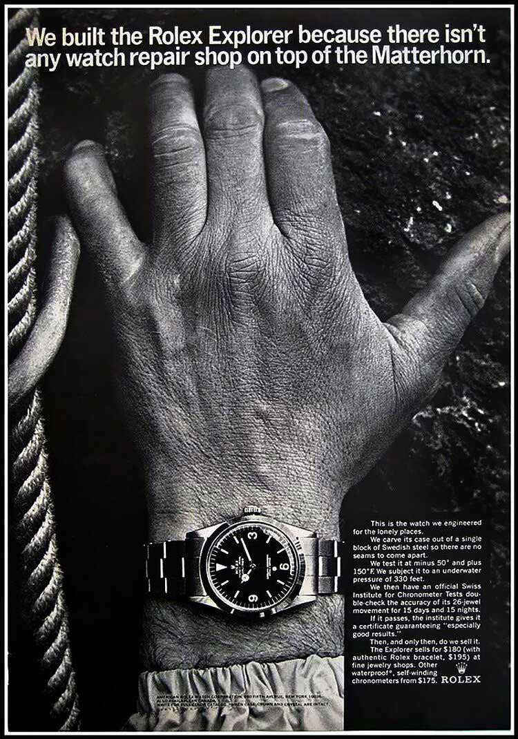 Old advertisements for the Rolex Explorer