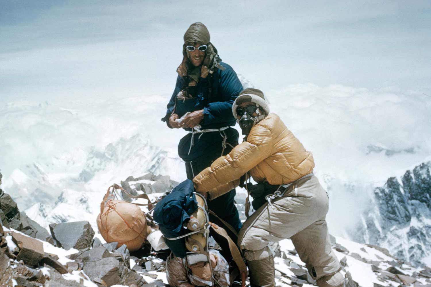 New Zealander Sir Edmund Hillary and Tenzing Norgay, a Nepali Sherpa climber, were the first successful pair from John Hunt's British expedition, and the first in the world to have reached the summit of Mt. Everest. These climbers were given the Rolex reference 6098 big bubbleback watches.