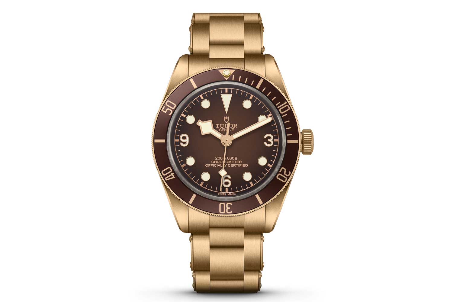 The new 58 Bronze takes its lead from the first iteration of the Bronze watch, with a brown dial and bezel insert.