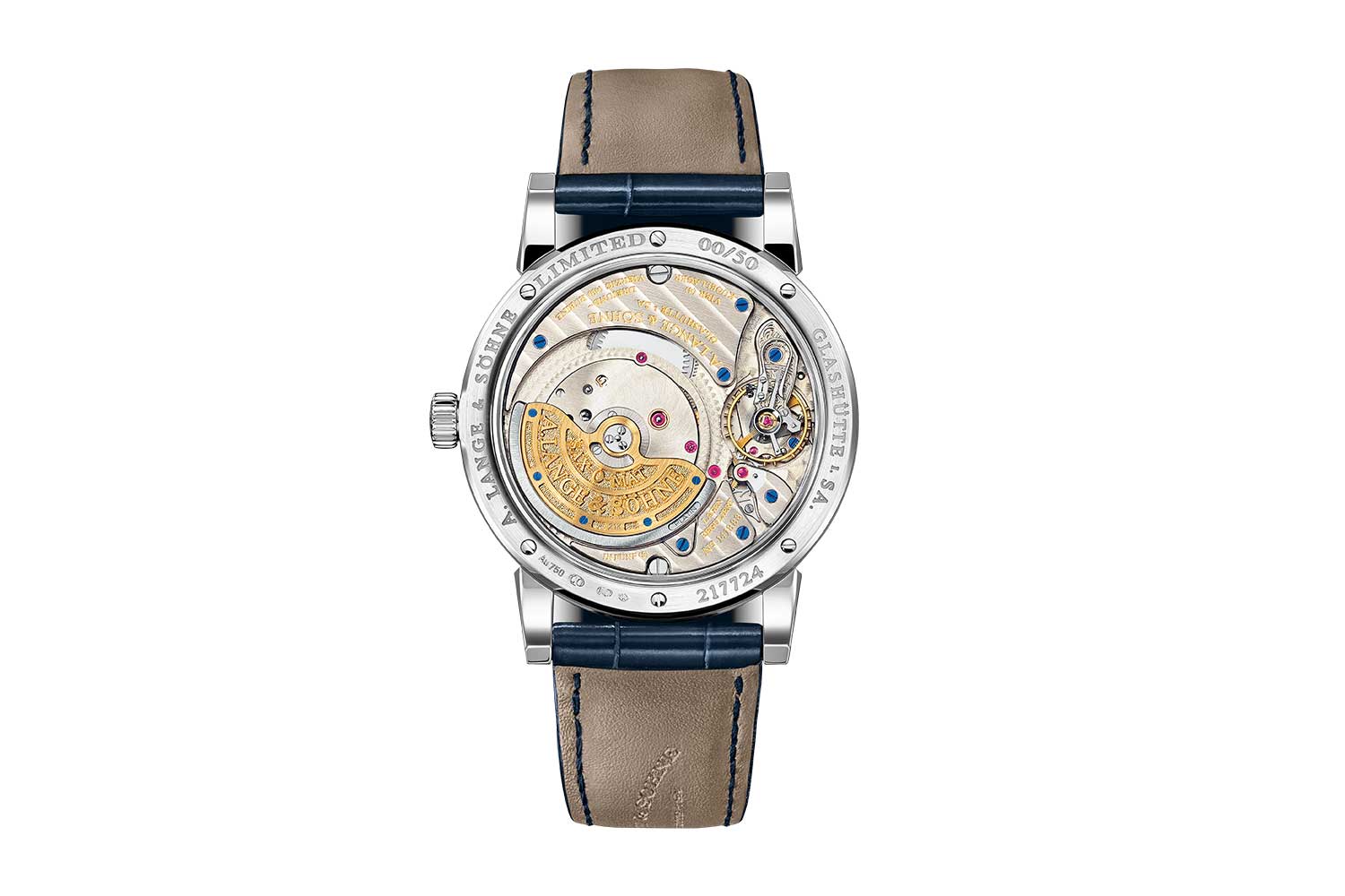 The 2021 Langematik Perpetual in white gold with blue dial – ref. 310.028