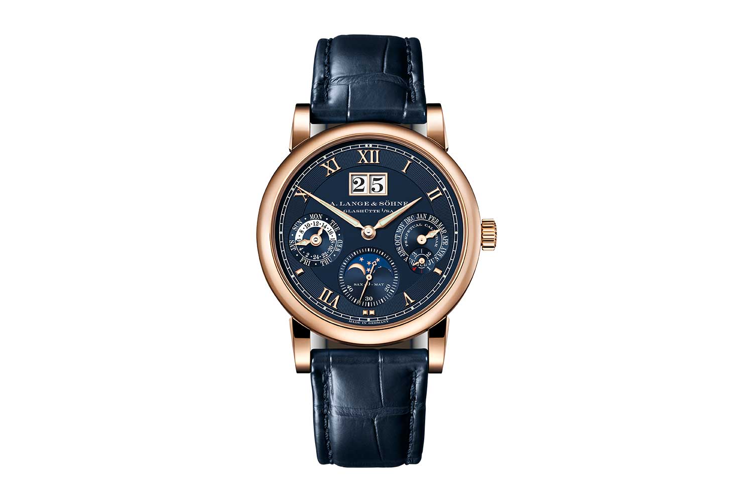 The 2021 Langematik Perpetual in pink gold with blue dial – ref. 310.037, limited to 50 pieces