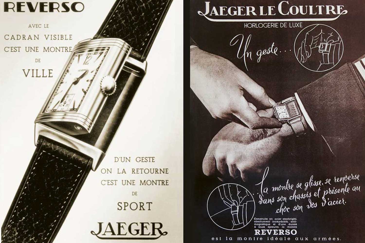 Vintage advertisements for Jaeger-LeCoultre’s Reverso.