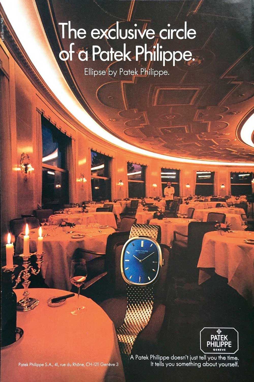 A vintage advertisement for Patek Philippe’s Golden Ellipse from the late 1960s