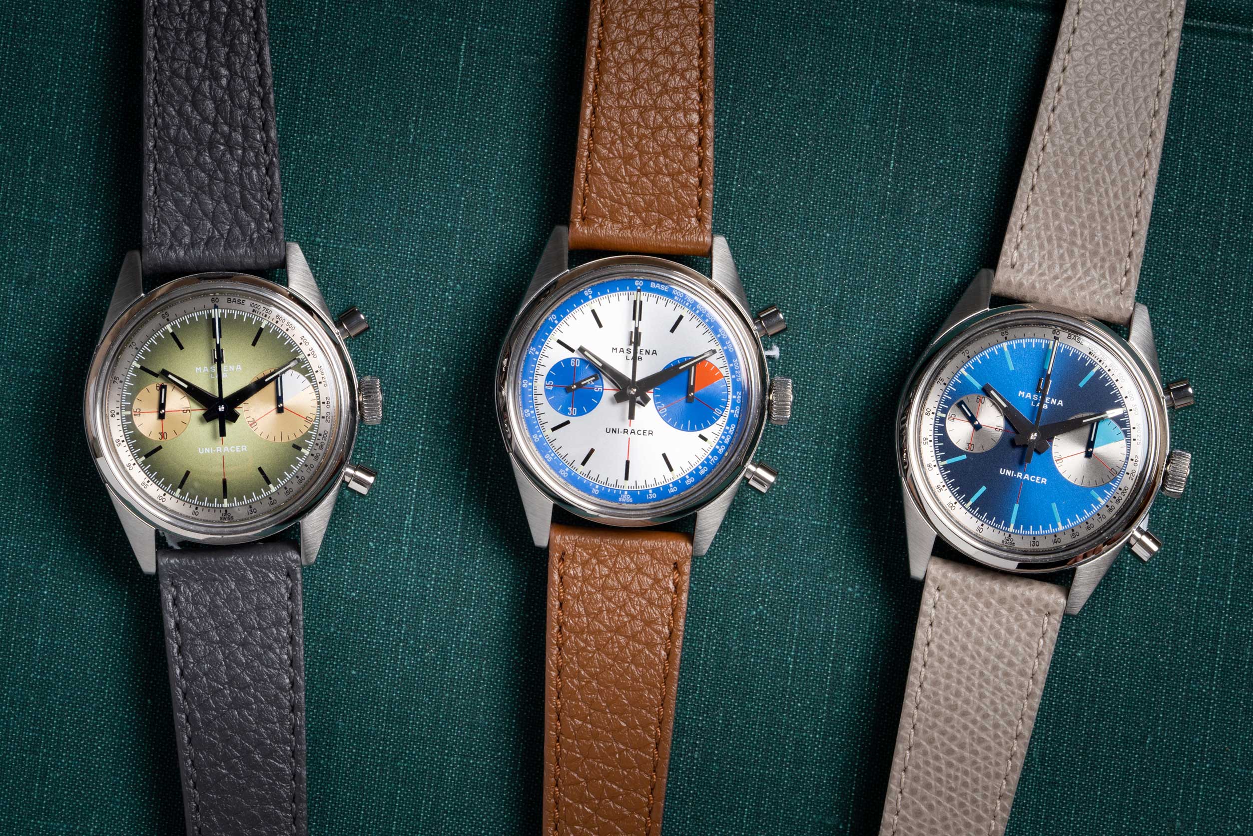 Massena LAB introduces a new trio of Uni-Racer watches with “Holiday” color configuration