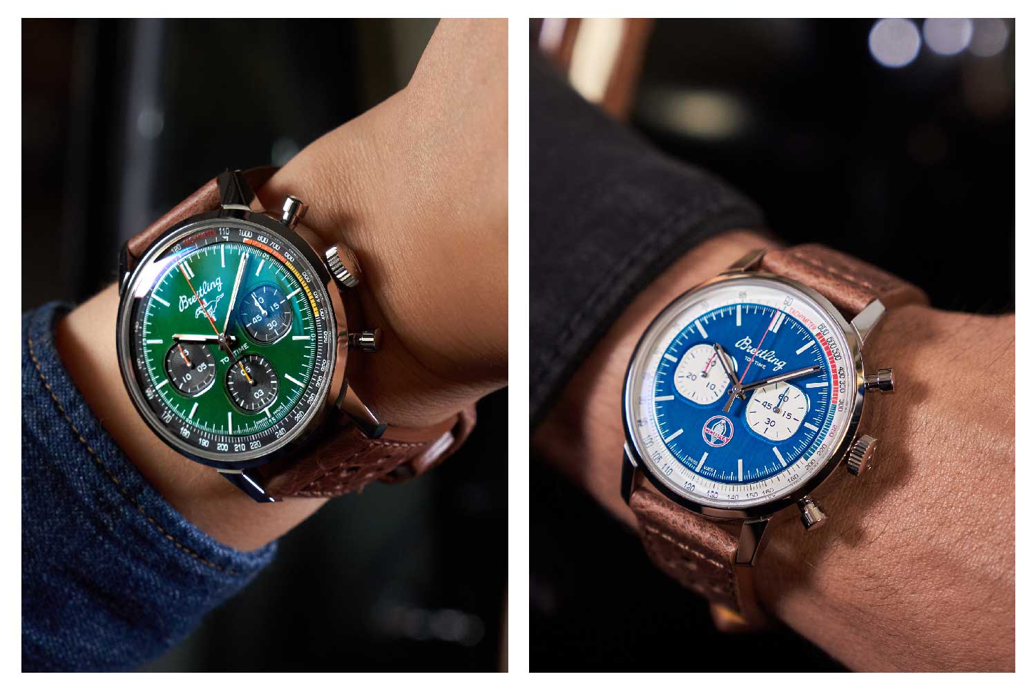 The Breitling Top Time Classic Cars Squad is a trio of chronographs inspired by three equally iconic automobiles: the Chevrolet Corvette, the Ford Mustang and the Shelby Cobra.
