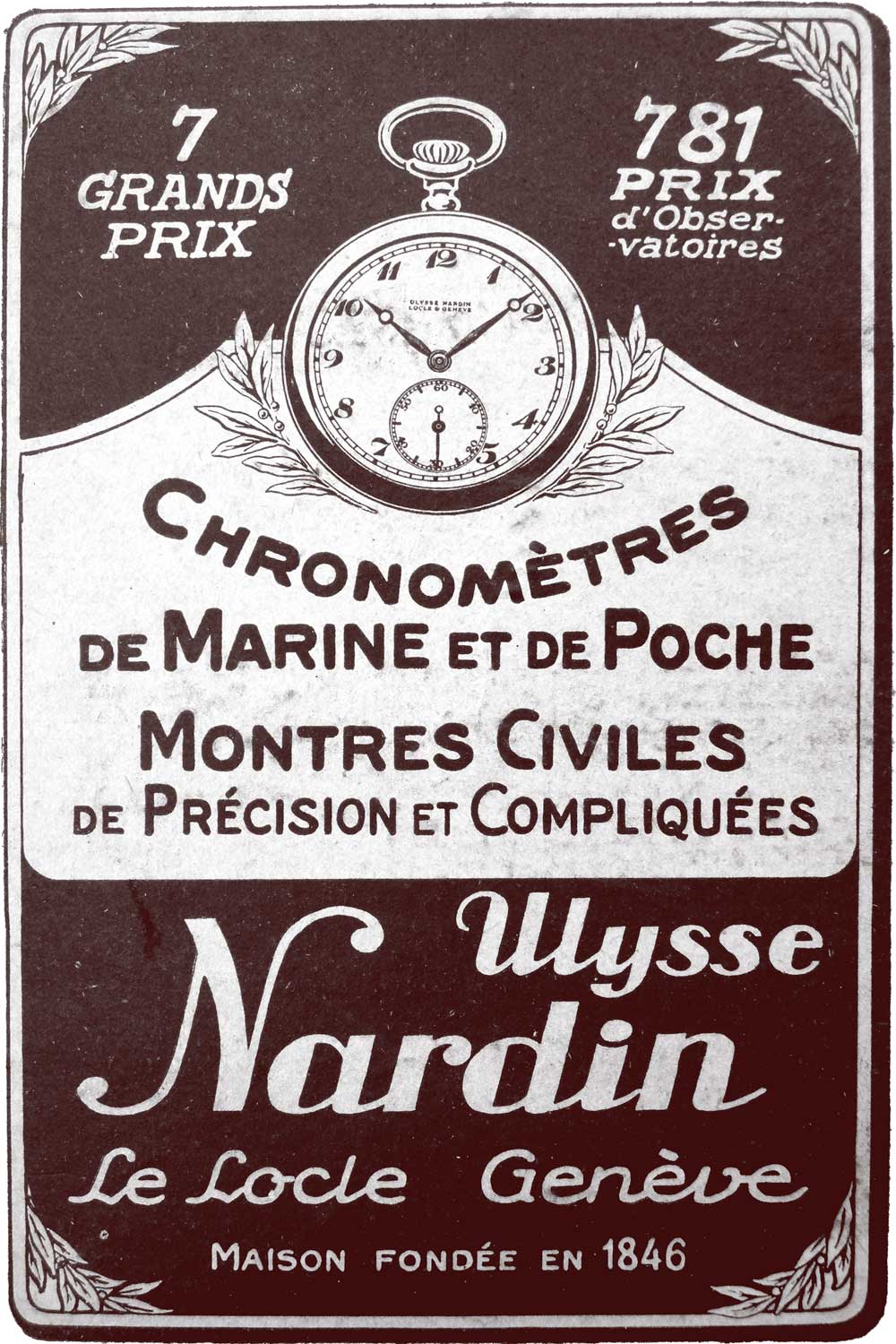 An old advertisement for Ulysse Nardin’s chronometers